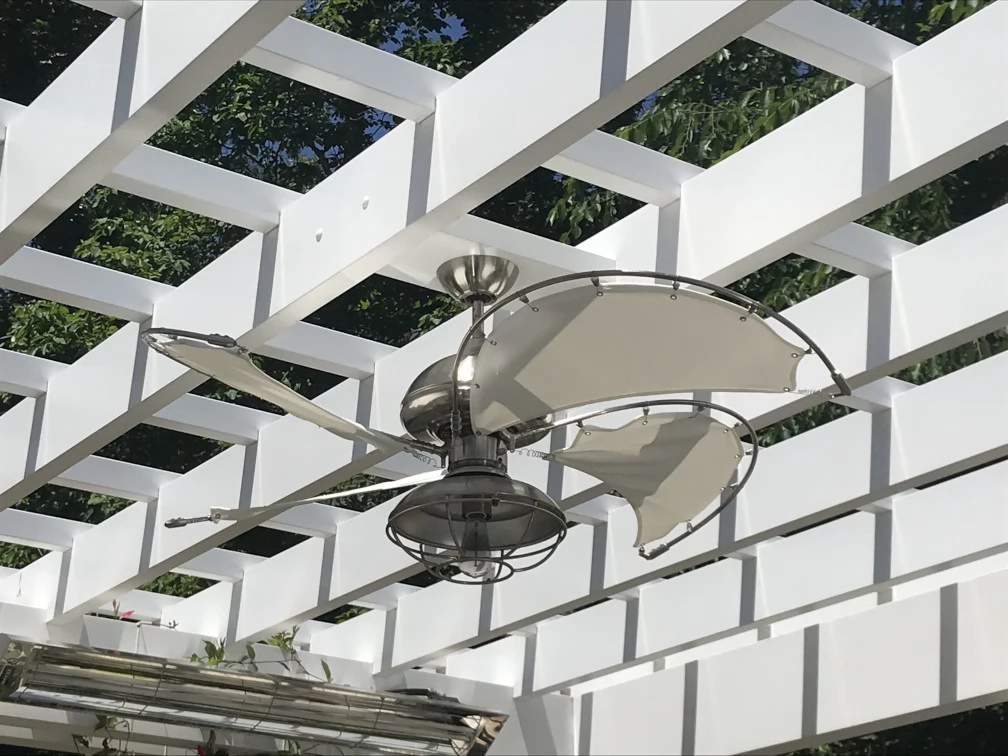 Outdoor fans are an option. We prewire. Fan not included.