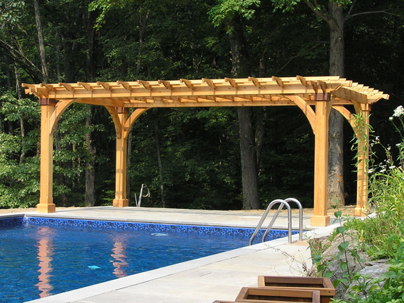 Poolside cedar pergola