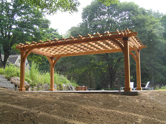 Poolside cedar pergola