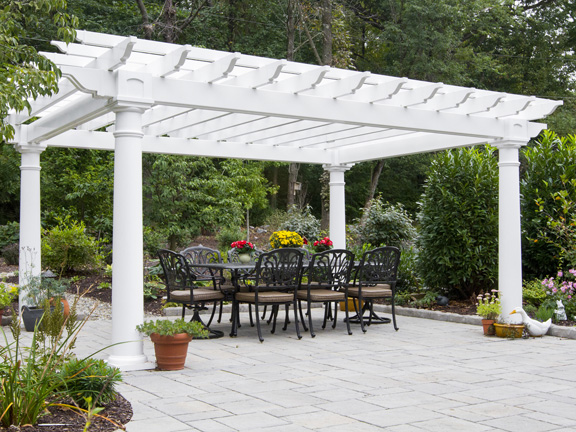 a beautiful vinyl pergola